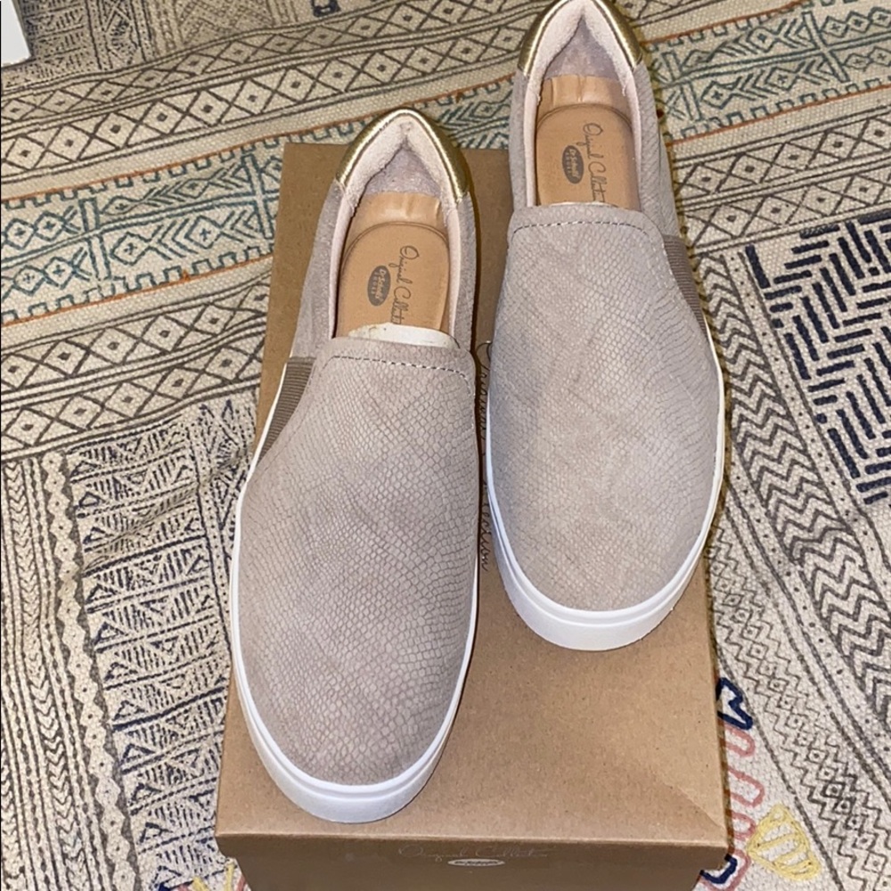 Snake print slip on shoes